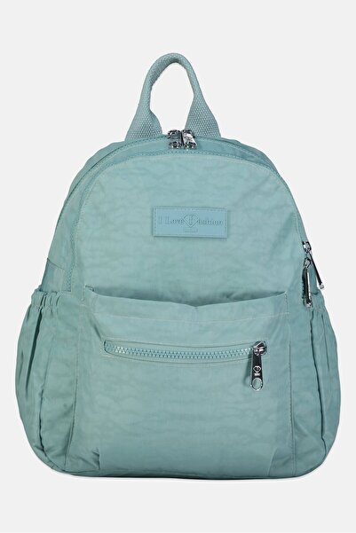 I Love Fashion Women Brand Logo Backpack, Sage Green