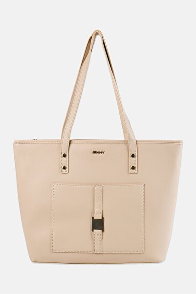 Jenny Women Brand Logo Tote Bag, Beige