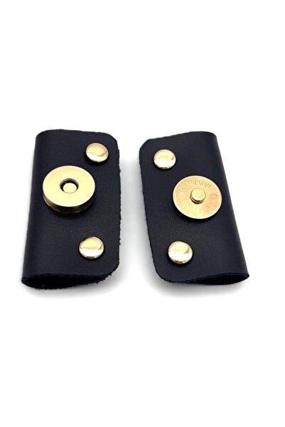 angel çanta aksesuar Navy Blue Faux Leather Piece Troc Magnetic Snap Fastener...