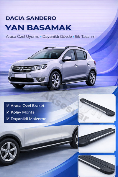 ACK Dizayn DACİA SANDERO 2012-2019 ARACA ÖZEL YAN BASAMAK ALÜMİNYUM A+