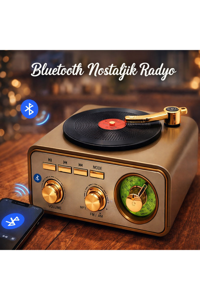 HMO Store Premium Vintage Bluetooth Radyo & Hoparlör – Çok Bantlı FM/AM/SW – ...