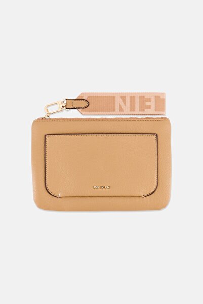Anne Klein Women Brand Logo Clutch Purse, Tan