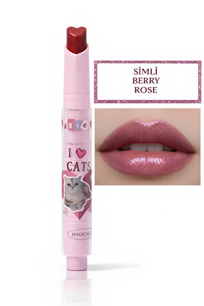magic casa Simli Berry Rose 02 – Kalp Uçlu, Cam Parlaklığında Nem Etkili Ruj