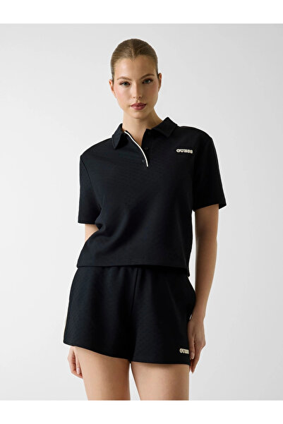 Guess Дамска черна поло блуза с поло яка Clara Box Cut V6GP12K3044-JBLK