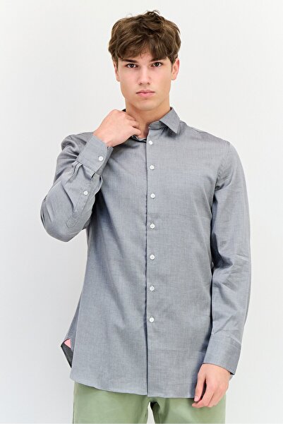 Thomas Pink قميص رجالي كاجوال بأكمام طويلة من قماش شامبراي، بقصة أنيقة، لون ر...