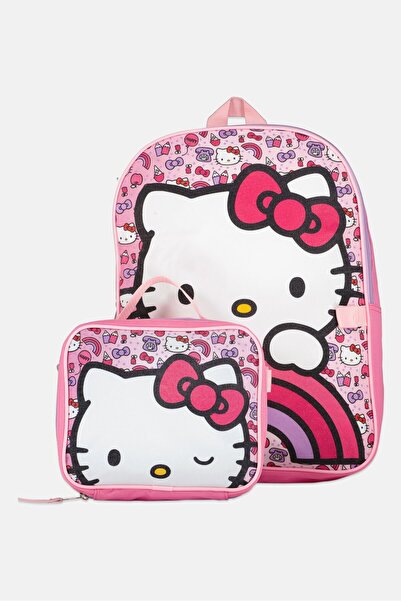 Hello Kitty Kids Girl 2 Pieces Graphic Print Backpack With Lunch Bag, Multicolor