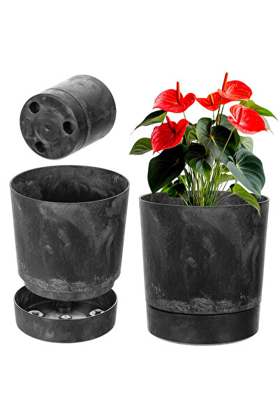 KADAX Ghiveci de flori Ghiveci de flori cu suport din plastic rotund 14,5 cm,...