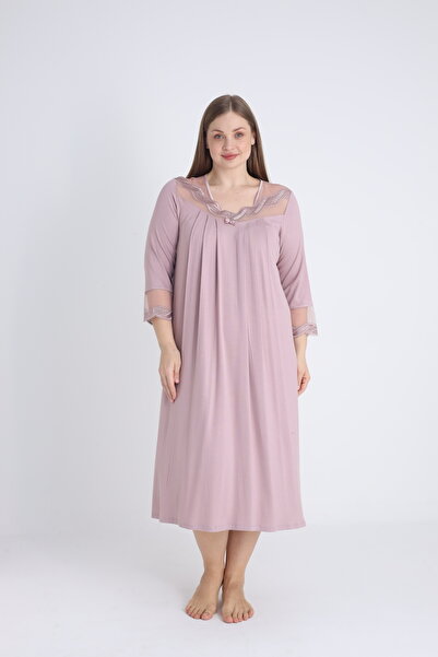 Cotpark Cămașă de noapte cu mânecă lungă din țesătură pieptănată din viscoză ...