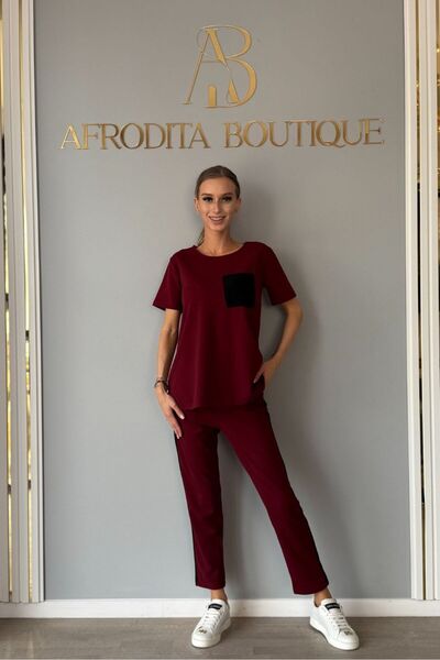 Afrodita Boutique Chic burgundy/black Crepe set