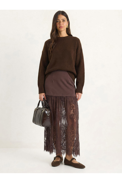 Bianco Lucci Women's Lace Detailed Layered Skirt 8017 60283948