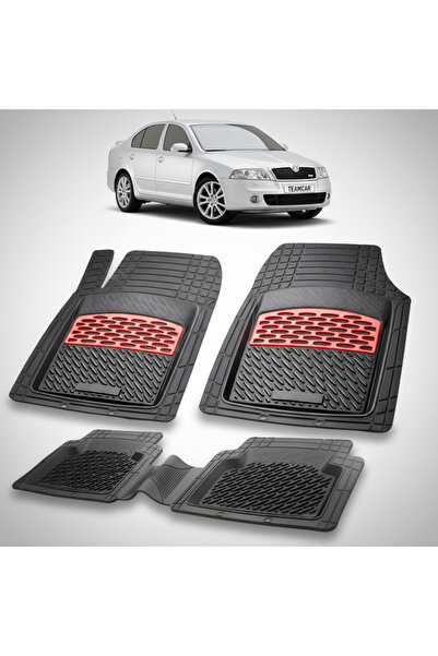 TEAMCAR Πατάκια δαπέδου Skoda Octavia II Συμβατά Sedan 2004-2013 | Κόκκινα