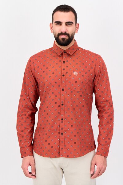 U.S. Polo Assn. Men Regular Fit Allover Print Long Sleeve Casual Shirt, Multi...