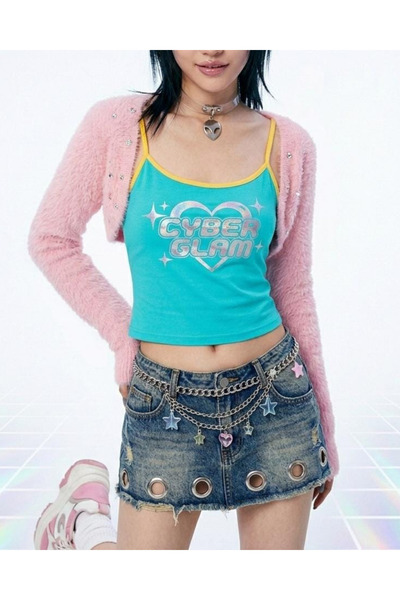 Toum Mavi Cyber Glam Retro Strap Cropped Ball