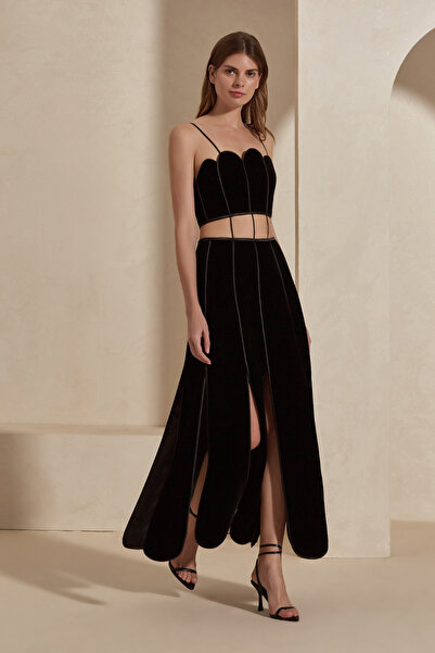 Dahlia Bianca Reina Kadife Maxi Elbise