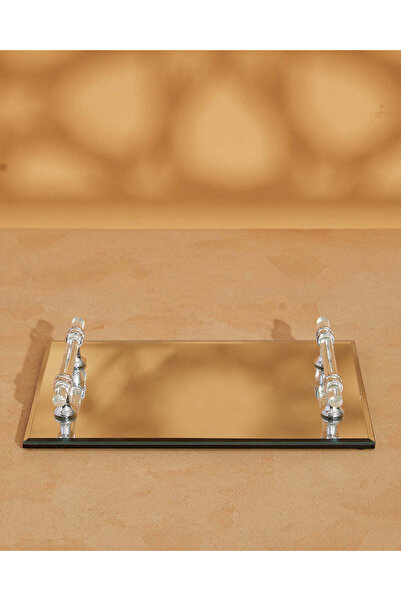 REDTAG Silver Mirror Glass Decorative Tray 4x30x20Cm