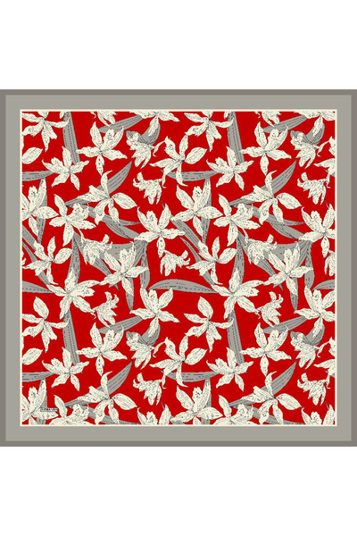 ARMANDA Premium Serisi - Vanilla Flower Desen %100 Desenli Twill İpek Eşarp S...