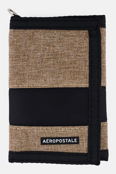 Aeropostale Men Brand Logo Trifold Wallet, Tan