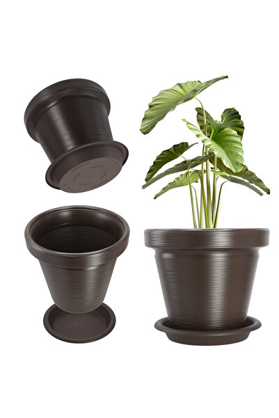 KADAX Flowerpot Garden Pot for Flowers Cover with Saucer Large Brown 55cm