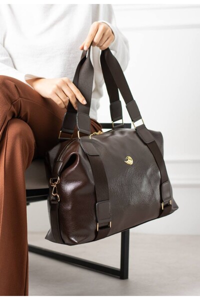 eflanmoda Salaş Faux Leather Bitter Brown Women's Handbag and Shoulder Bag 42...