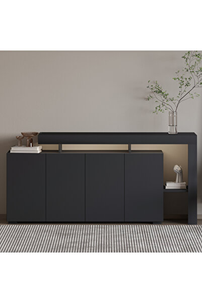 İNARCH DİZAYN Beliz LED Işıklı Modern Konsol – 170 cm, 4 Kapaklı ve İç Raflı ...