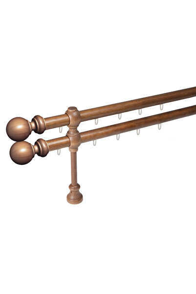 KLEIDECO galerie lemn 28 mm BERGAMO SUPER cu canal, dubla, stejar, 300 cm