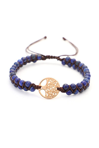 EFAYN.RO Bratara creata manual, pandantiv copacul vietii, auriu, albastra cu ...