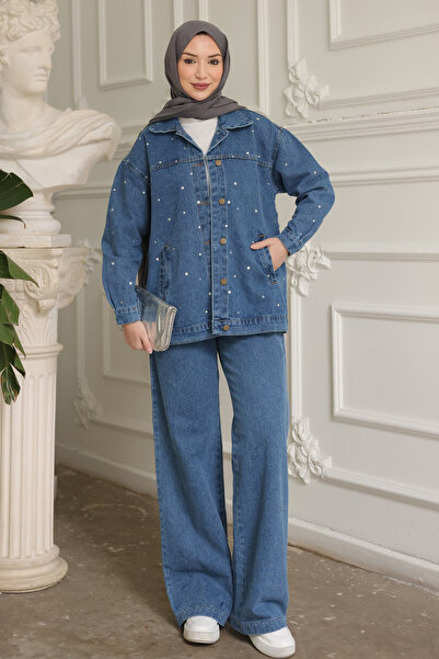 İmajButik Blue Stone Jeans Jacket Pants Suit