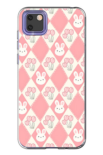 FLAMENKO حافظة هاتف شفافة متوافقة مع هاتف هواوي Y5P من نوع Rabbit and Tulip م...