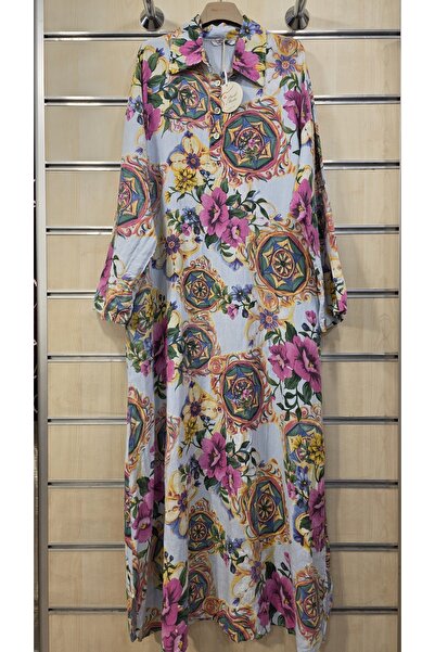Park Moda Italian K Linen Long Dress with Pattern