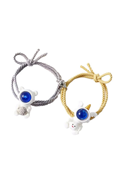 EFAYN.RO Set of bracelets with round magnet, string type, astronaut model, un...