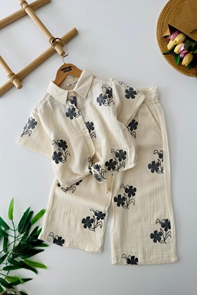 Minigimin Cicileri Set de 2 piese pentru fetițe: Cămașă din muselină cu brode...