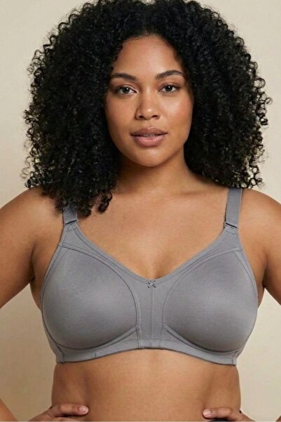 Brashop Γκρι βαμβακερό σουτιέν μεγάλου μεγέθους που συγκρατεί και μειώνει το ...