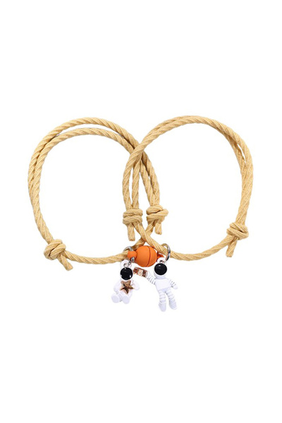 EFAYN.RO Couple bracelet set with magnet, brown rope type, cosmonaut pendant,...