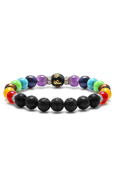 EFAYN.RO Energy bracelet, made of volcanic rock, 7Chakras, unisex, adjustable...