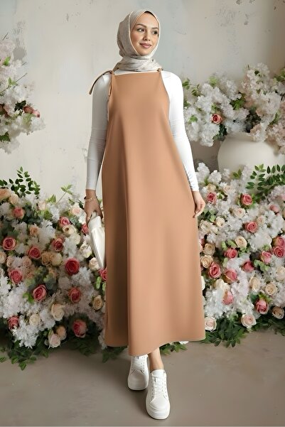 İmajButik Light Mink Color Strap Gilet Dress