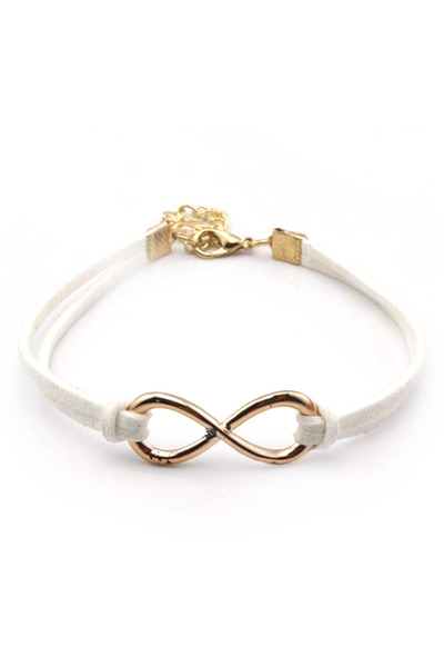 EFAYN.RO Leather bracelet, gold infinity sign pendant, adjustable, made of Le...