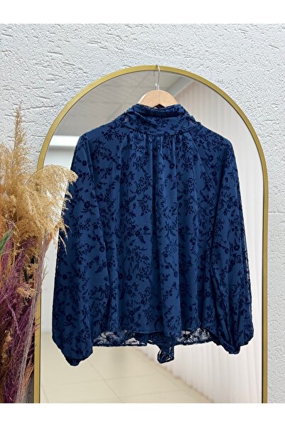 MİHRA STORE Μπλούζα με ροζ πλισέ μπροστινό μέρος και τραγανό σχέδιο - EK783-8...