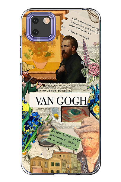 FLAMENKO حافظة هاتف شفافة متوافقة مع هاتف هواوي Y5P من فان جوخ كولاج منقوش