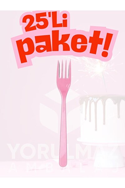 yorulmaz ambalaj 🎀   Happy Party Pink Colored Plastic Forks 25 Pieces – Dura...