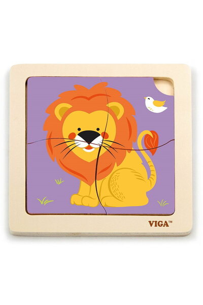 Viga Wooden puzzle for kids 4 pieces Lion