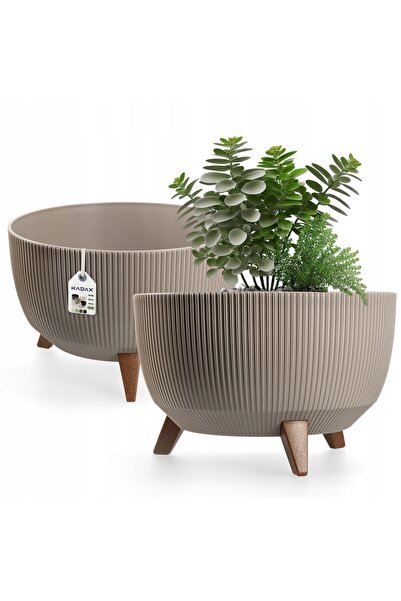 KADAX Ghiveci de grădină cu picioare pentru flori, bol rotund mare, 40 cm, bej