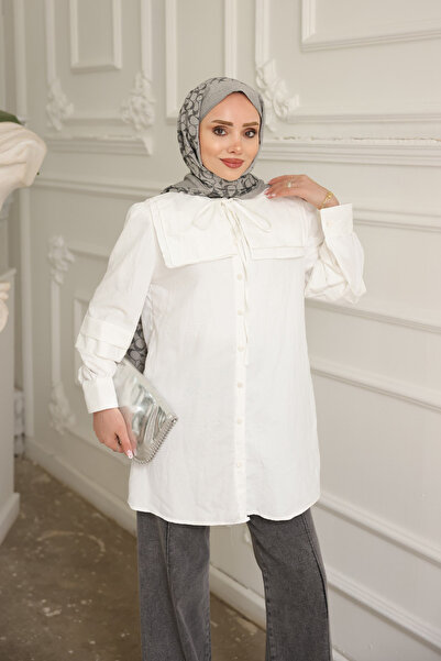 İmajButik Ecru Collar Detailed Shirt