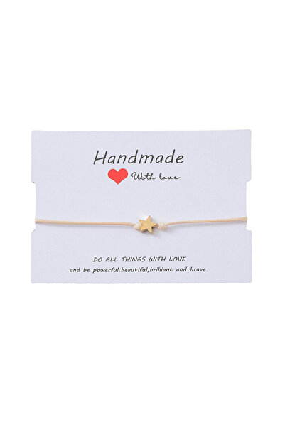 EFAYN.RO With Love bracelet with gold star pendant, adjustable, made of strin...