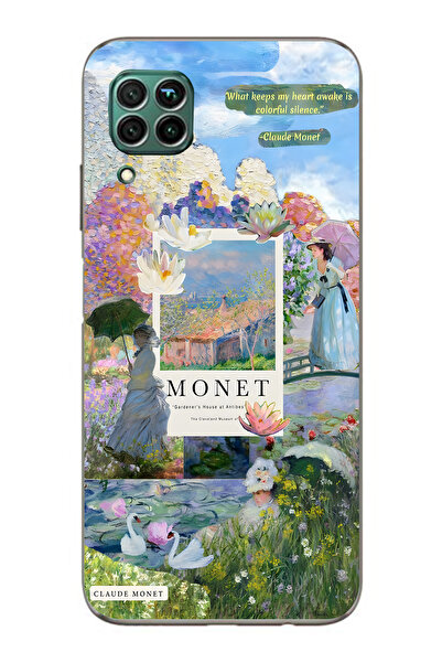 FLAMENKO حافظة هاتف شفافة متوافقة مع هاتف هواوي P40 Lite من Monet Kolaj منقوش