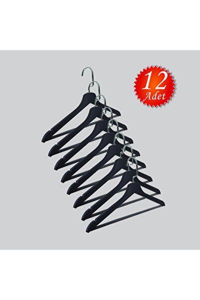 NYN Drvena (Lama Silver Hook) vešalica za košulje i pantalone sa šipkom, crna...
