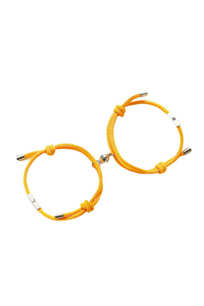 EFAYN.RO Set of 2 couple bracelets with round magnet, string type, orange, EFAYN