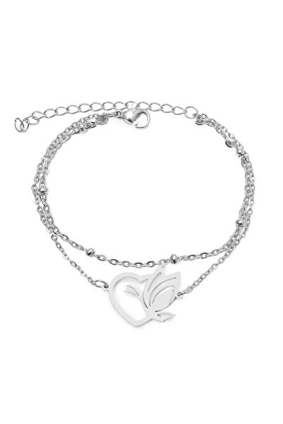 EFAYN.RO Bratara dama, dublata, pandantiv inimioara cu fluturas, reglabila, a...