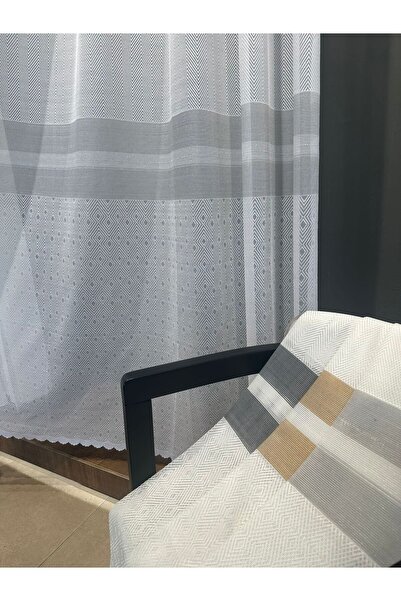 Belvedere Sheer Curtain Stylish Non-Iron Tulle with Banded Herringbone Detail