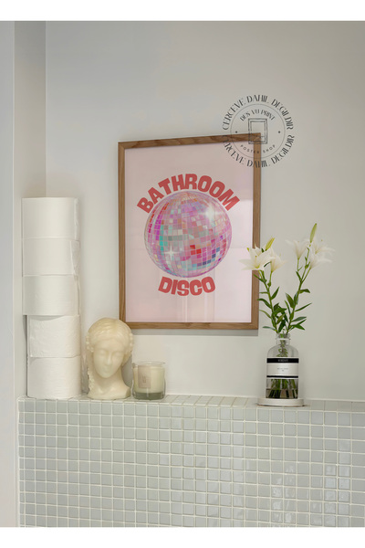 DES VU PRINT Bathroom Disco Banyo Posteri, Banyo Temalı Çerçevesiz Poster