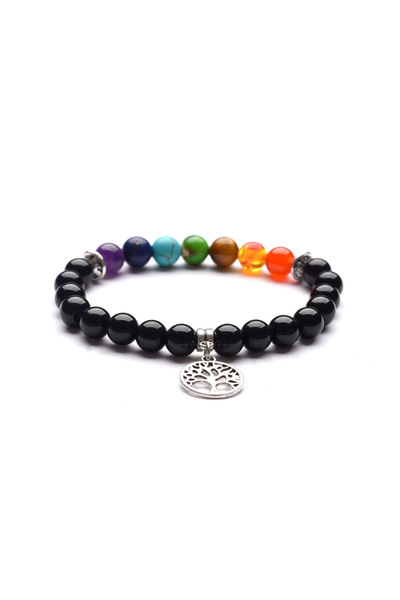 EFAYN.RO Energy bracelet, made of volcanic rock, 7Chakras, semi-precious ston...